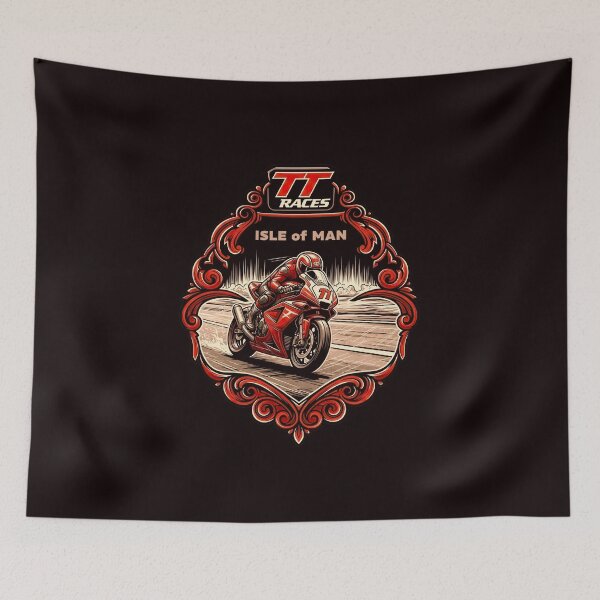 Artikelvorschau, Isle of Man TT-Rennen, Motorradrennen, Vintage-Emblem-Kunst entworfen und verkauft von KiwiRider.