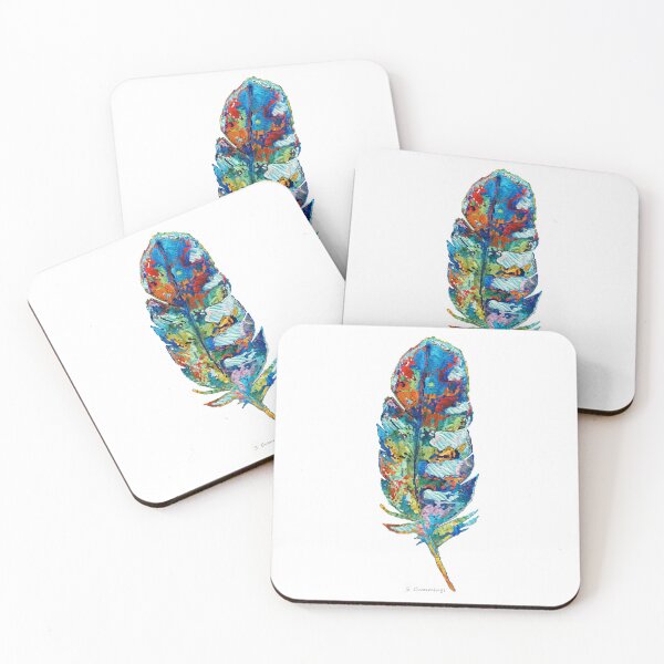 Item preview, Colorful Feather On White One designed and sold by Sharon Cummings Art.