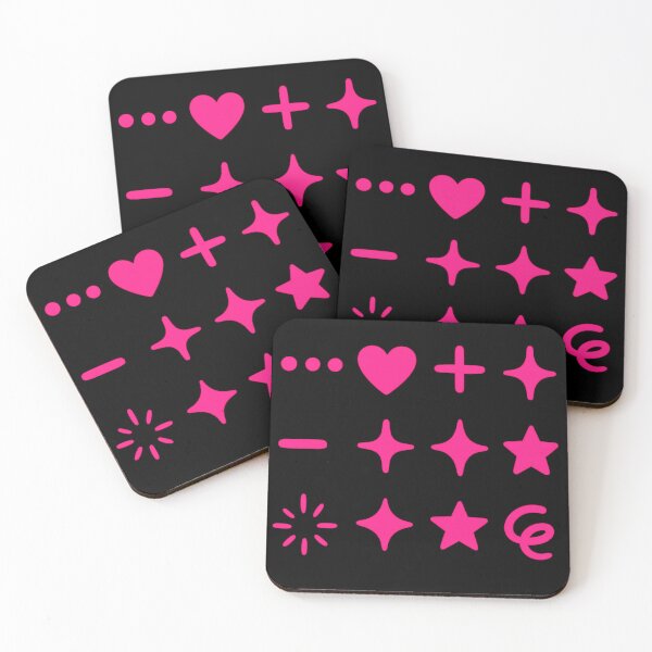 Item preview, Pink Sparkle & Heart Icons Set – Cute Decorative Symbols on Black designed and sold by astersgraphics.