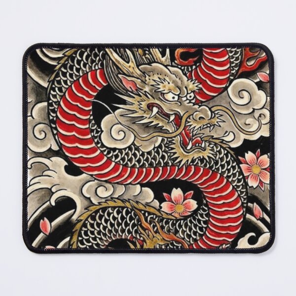 Item preview, Japanese Dragon in Clouds with Cherry Blossoms – Traditional Oriental Art designed and sold by unthinkabletees.
