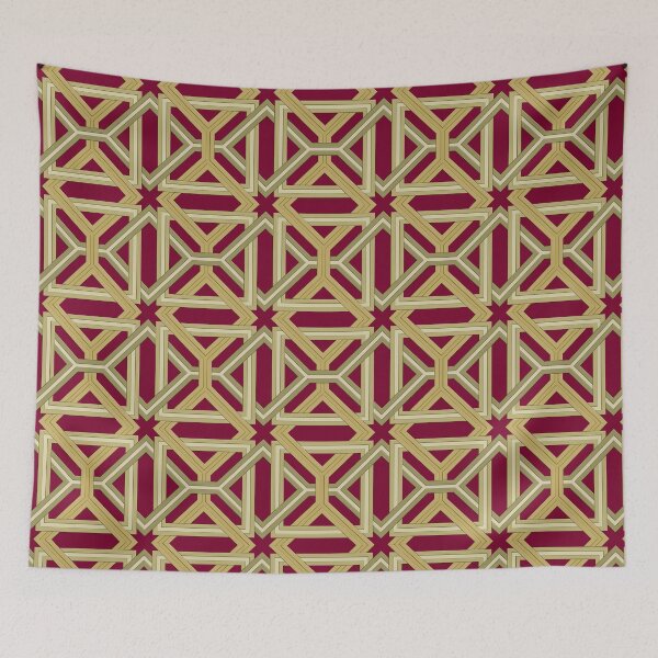 Item preview, Raised arabesque style design in burgundy and gold designed and sold by ChimaHome.