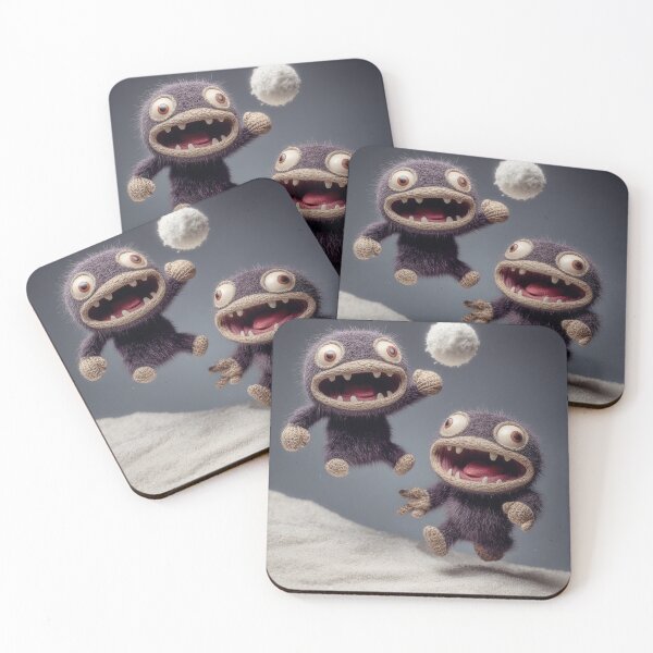 Item preview, Winter Snow Monsters – Funny Ugly Cute Creatures Playing in Snow designed and sold by NUVYStudio.
