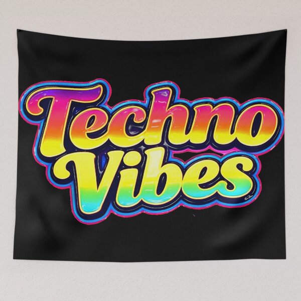 Item preview, Techno Vibes Retro Futuristic Glossy 3D Typography designed and sold by Hen-C-Art.