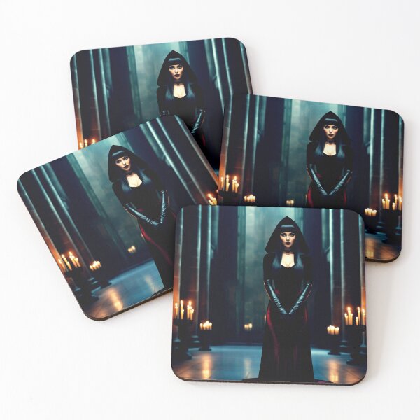Item preview, dark witch in temple – gothic ritual art – mystical priestess designed and sold by Traumrausch.