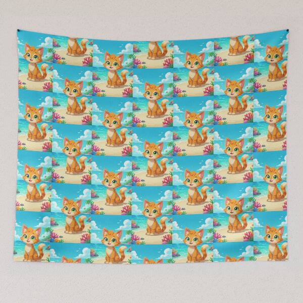 Item preview, Adorable Orange Cat At The Beach - Ginger Cat - Beach Cat designed and sold by Beachy.