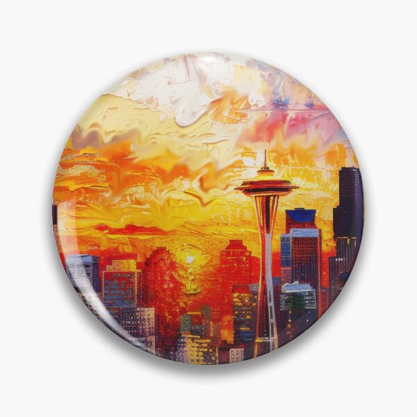 Item preview, Seattle Skyline – Space Needle Impressionist Sunset designed and sold by SkylineVistas Designs.