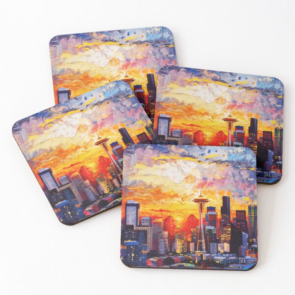 Item preview, Seattle Skyline – Space Needle Impressionist Sunset designed and sold by SkylineVistas Designs.