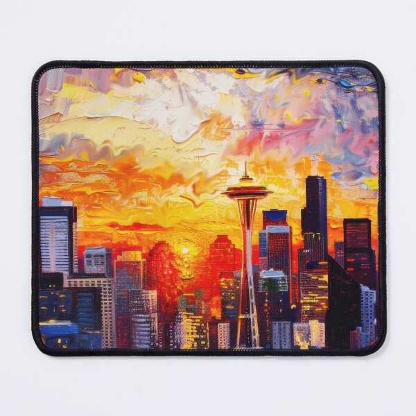 Item preview, Seattle Skyline – Space Needle Impressionist Sunset designed and sold by SkylineVistas Designs.