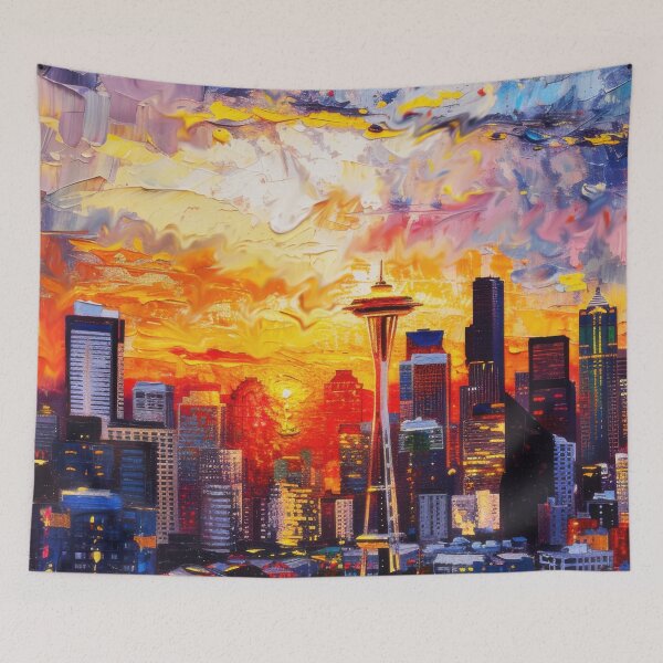 Item preview, Seattle Skyline – Space Needle Impressionist Sunset designed and sold by SkylineVistas Designs.