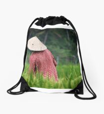Green Rice Fields Drawstring Bag