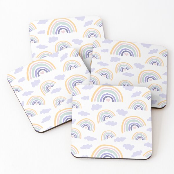 Item preview, pastel brushstroke rainbows and lilac clouds designed and sold by kobyakov.