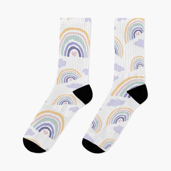 Item preview, pastel brushstroke rainbows and lilac clouds designed and sold by kobyakov.