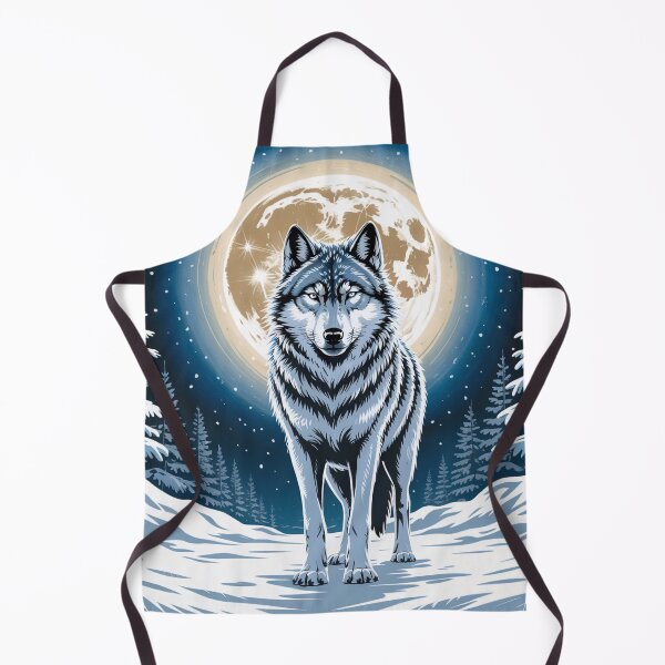 Item preview, Majestic Wolf Standing Under a Full Winter Moon designed and sold by SoftStyleStudio ⭐⭐⭐.