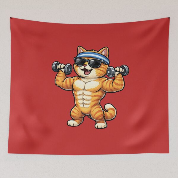 Item preview, Gym Cat | Funny Muscular Cat Workout designed and sold by Shtex.