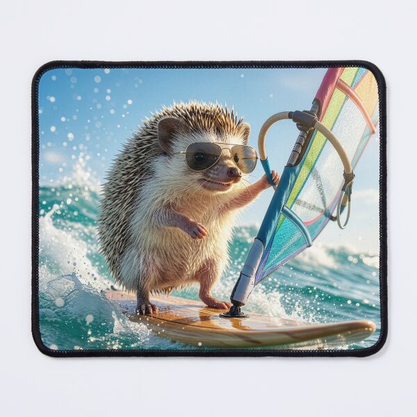 Item preview, Devil-May-Care Hedgehog Windsurfing designed and sold by Tridentulus.
