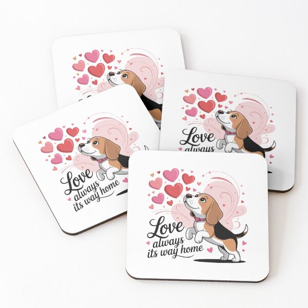 Item preview, Beagle Valentine Loving Puppy Reaching Toward Floating Hearts designed and sold by MuniraWearify.