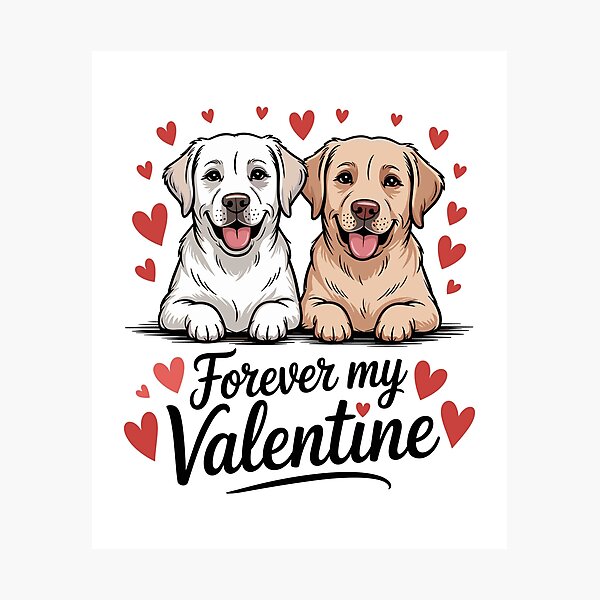 Item preview, Labrador Valentine Happy Dog Pair Sharing Love Together designed and sold by MuniraWearify.