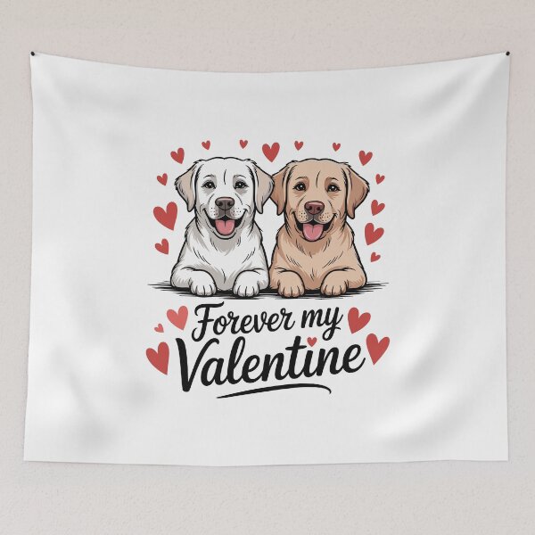 Aperçu de l'œuvre Labrador Valentine, un couple de chiens heureux partageant leur amour. créée et vendue par MuniraWearify.