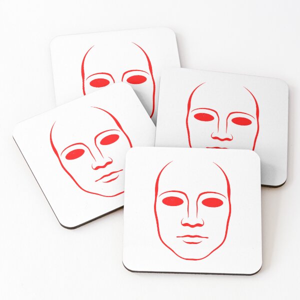 Item preview, Red Eyes Minimal Face Abstract Dark Line Art designed and sold by Amanda's Factory.