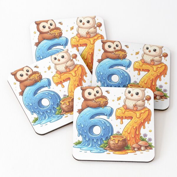 Item preview, Cute Owl 6 7 Meme Design Funny Dripping Numbers Illustration Kawaii Animal Art designed and sold by bilal sibgui.