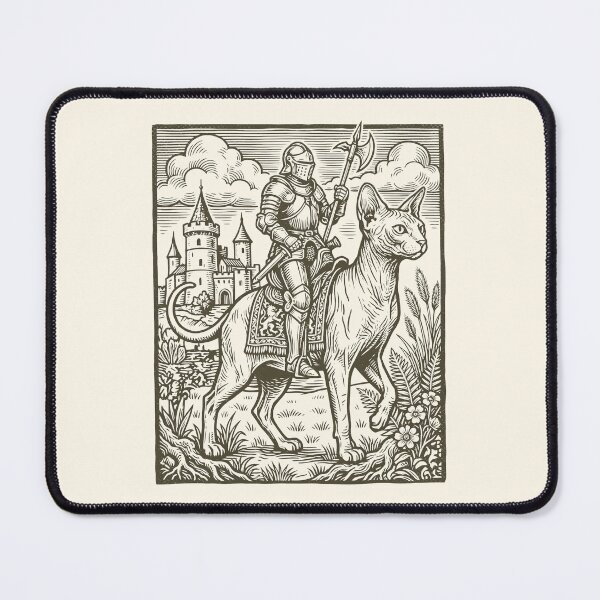 Item preview, Knight Sphynx Cat Rider Vintage Medieval Art designed and sold by Y-Vibes.