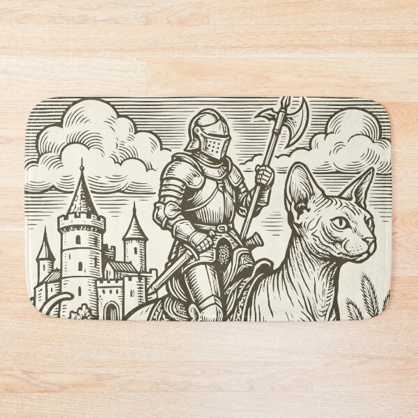 Item preview, Knight Sphynx Cat Rider Vintage Medieval Art   designed and sold by Y-Vibes.