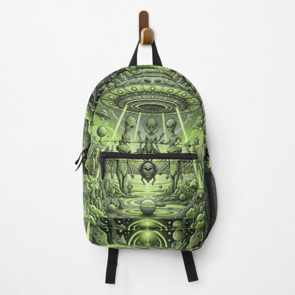 Item preview, Alien Encounter – UFO in a Trippy Green Dreamscape designed and sold by unthinkabletees.