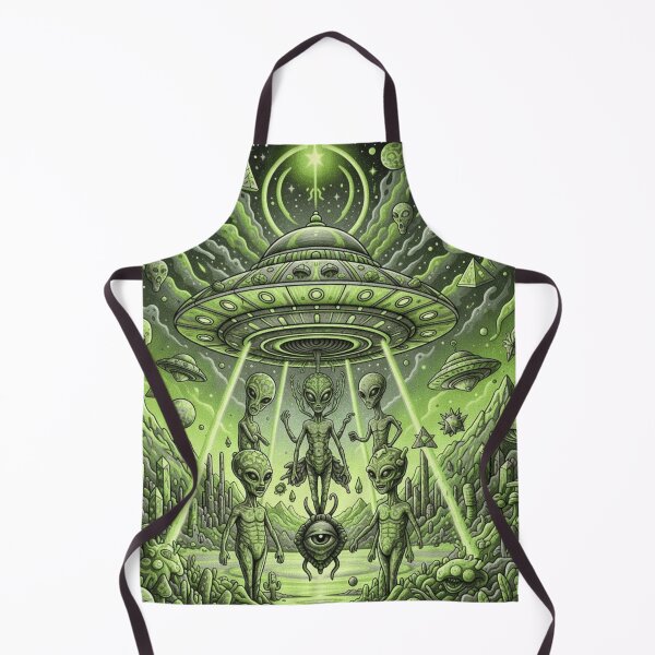 Item preview, Alien Encounter – UFO in a Trippy Green Dreamscape designed and sold by unthinkabletees.