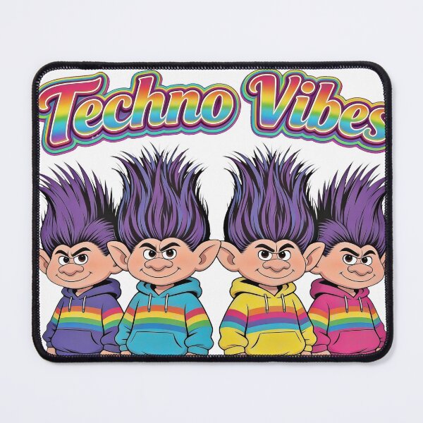 Item preview, Techno Vibes Troll Squad - Retro Rainbow Rave Party Art designed and sold by Hen-C-Art.