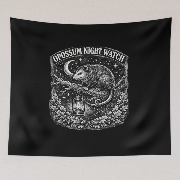 Item preview, Opossum Night Watch – Cute Spooky Possum Under the Moon designed and sold by w66aboo.
