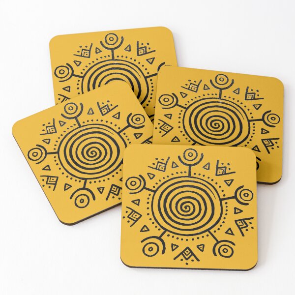 Item preview, Tribal Spiral Sun Symbol - black & yellow designed and sold by FUNKARIUM.