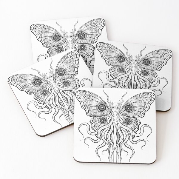 Item preview, Bubbly Borb – Adorable Surreal Butterfly-Jellyfish Friend in Crisp Black & White Vector designed and sold by ARTCREATESHOP.