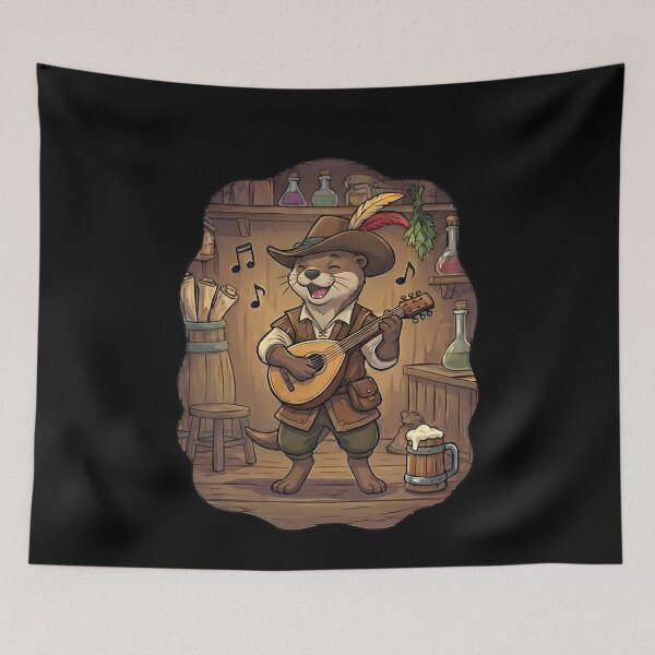 Item preview, Whimsical Fantasy Otter Bard Playing Lute designed and sold by k3rstman1.