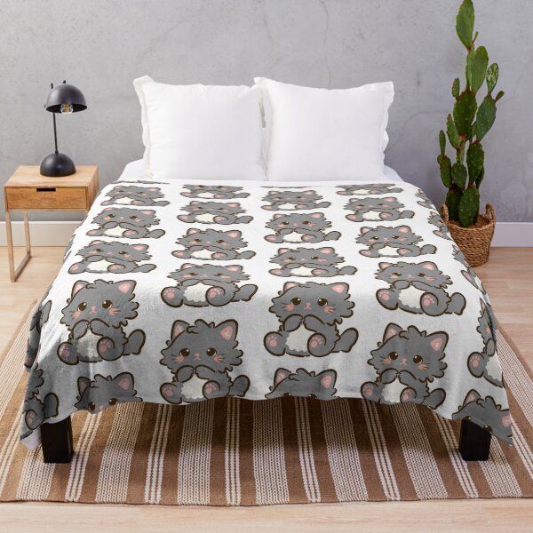 Item preview, Kawaii Fluffy Gray Cat with Pink Paws designed and sold by QuietBloom80.