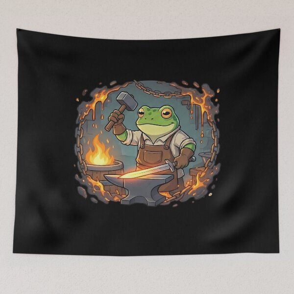 Item preview, Cute Fantasy Frog Blacksmith Forging Sword designed and sold by k3rstman1.
