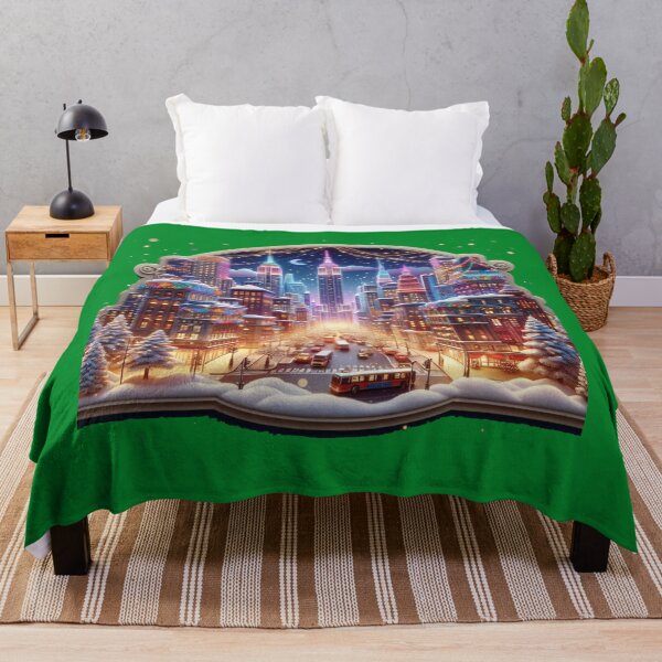 Item preview, USA – Christmas & New Year Night Lights | Cute 3D City Label designed and sold by PaintMeWorld.