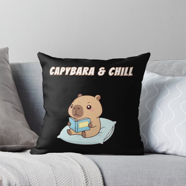 Item preview, Capybara & Chill Pillow Reading Kawaii Cozy Meme designed and sold by AnimalMemeHub.