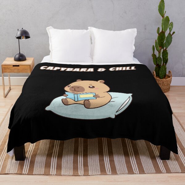 Item preview, Capybara & Chill Pillow Reading Kawaii Cozy Meme designed and sold by AnimalMemeHub.