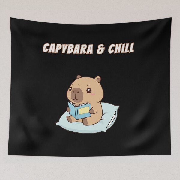 Item preview, Capybara & Chill Pillow Reading Kawaii Cozy Meme designed and sold by AnimalMemeHub.