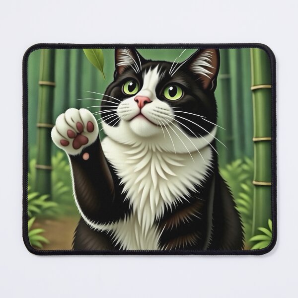 Item preview, Zuko the Bamboo Cat: Nature Loving Black & White Cutie – AI Art designed and sold by Purrrfic.