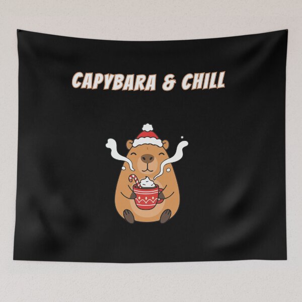Item preview, Capybara & Chill Christmas Hot Cocoa Kawaii Meme designed and sold by AnimalMemeHub.