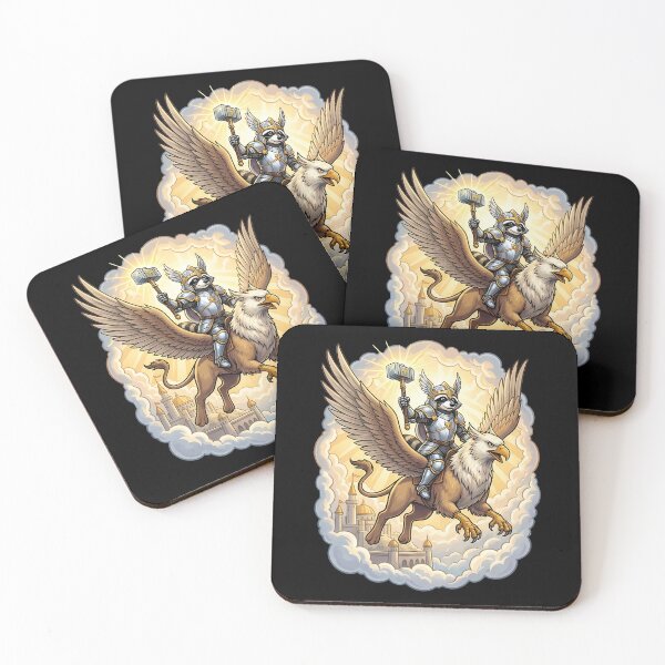 Item preview, Heroic Raccoon Knight Griffin Fantasy Adventure designed and sold by k3rstman1.