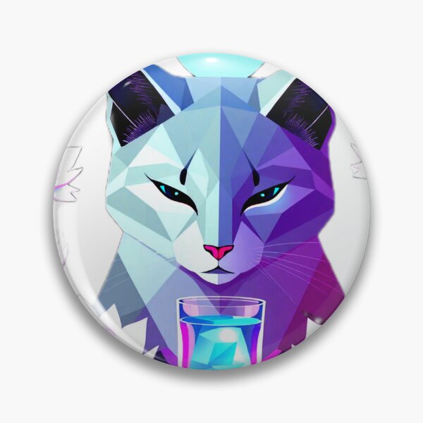 Aperçu de l'œuvre Chat géométrique aux tons bleu et violet doux avec lotus blanc – Art symbolique du calme créée et vendue par Naturalite19.