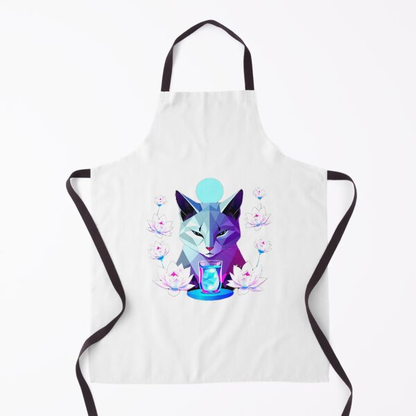 Item preview, Geometric Cat in Soft Blue and Purple with White Lotus – Symbolic Calm Art designed and sold by Naturalite19.