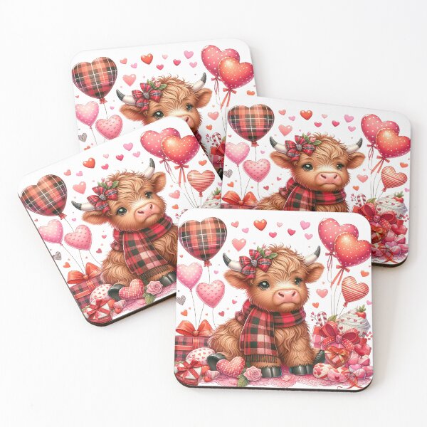 Item preview, Adorable Valentines Day Highland Cow With Balloons and hearts designed and sold by Lbeck1869.
