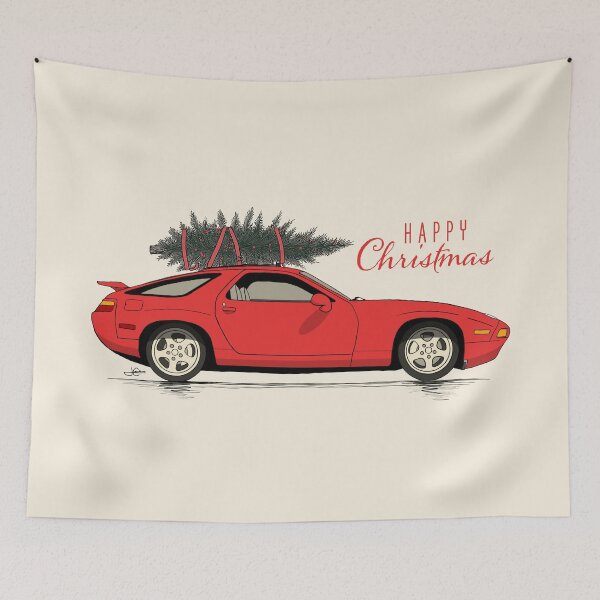 Item preview, Happy Christmas Red 928 GTS hand drawn Illustration designed and sold by blackdogshop.