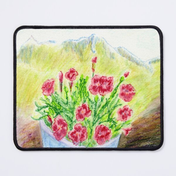 Item preview, Summer flowers in the café at the top of the Hahnenkamm gondola, Kitzbühel Alps in the Austrian Tirol designed and sold by LymphomaLass.