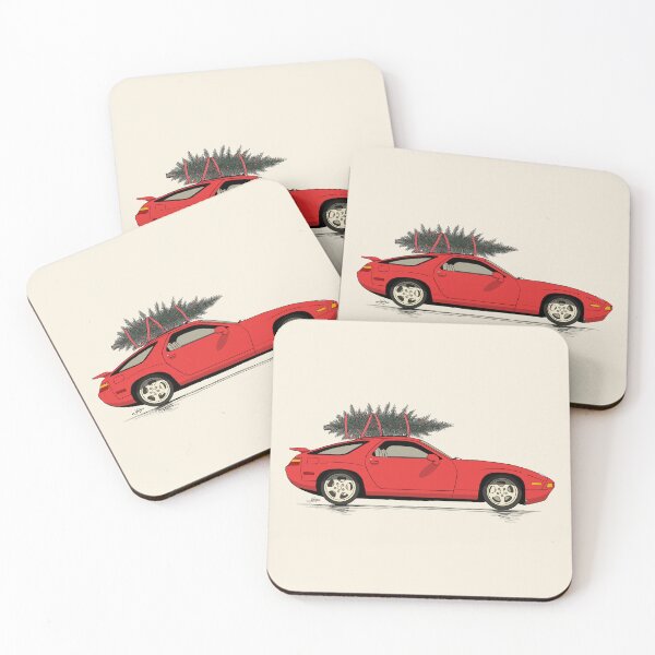 Item preview, Christmas Red 928 GTS hand drawn Illustration designed and sold by blackdogshop.