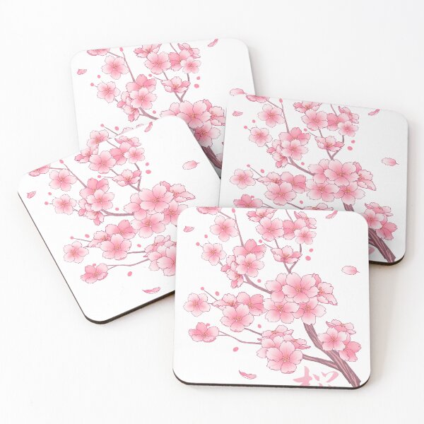 Item preview, Flipped Falling Pink Sakura Cherry Blossom branches on white designed and sold by arterialmotive.