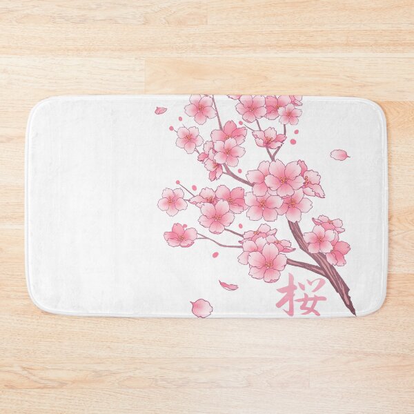Item preview, Flipped Falling Pink Sakura Cherry Blossom branches on white designed and sold by arterialmotive.